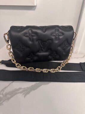 Louis Vuitton Black Bubblegram wallet with strap